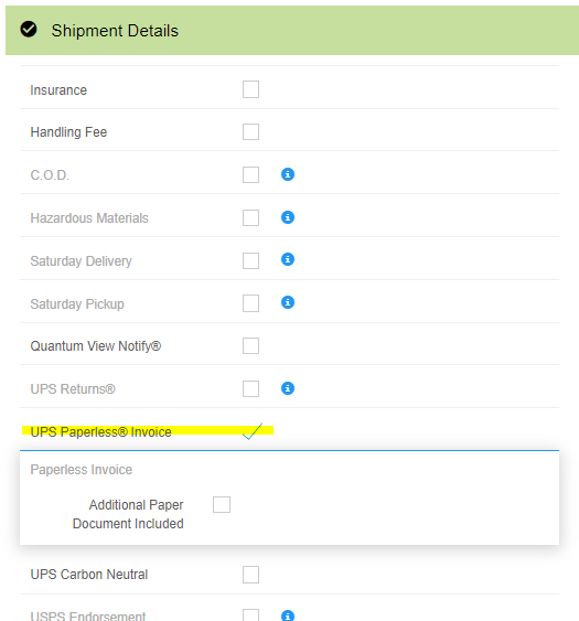 How to enable UPS Paperless Invoice. ( Client)